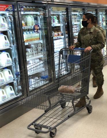 A young soldier shops at the Fort Lee, Virginia, Commissary Thumbnail