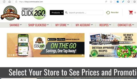 Screen shot of shop.commissaries.com