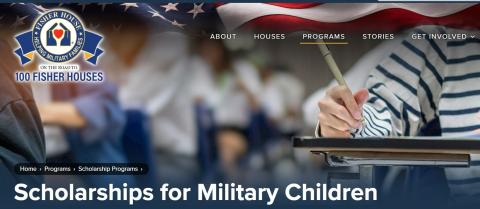 Screen shot of Scholarships for Military Children web page