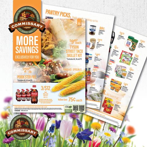 graphic of pages in the commissary sales flyer for May 6-19