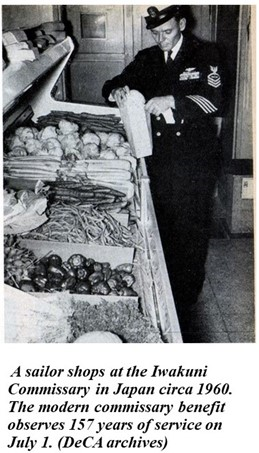 sailor shopping at the Iwakuni Commissary circa 1960