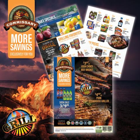 graphic of pages in commissary sales flyer for July 29 – Aug. 11