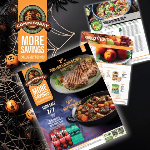 graphic of pages in the commissary sales flyer for Sept. 9-22