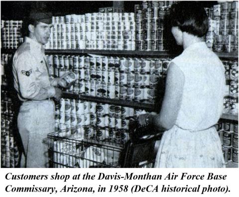 Customers shop at the Davis-Monthan Air Force Base Commissary, Arizona, in 1958 
