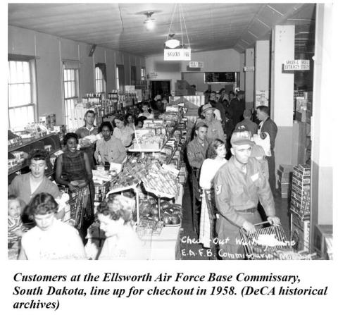 Patrons shop at Ellsworth Commissary in 1958