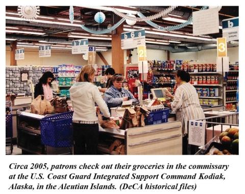 Shoppers at the Coast Guard Commissary in Kodiak, Alaska, circa 2005