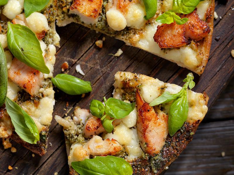 Grilled Leftover Chicken + Basil Pizza Thumbnail