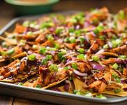Hot Honey Chipotle BBQ Chicken Nachos